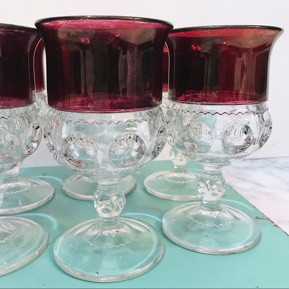 (6) VTG King’s Crown Thumbprint Goblets - Picture 6 of 6